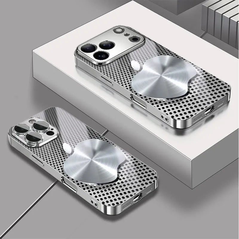 Metal Mesh Glass iPhone Case – Electroplated Matte Luxury Cover goobingoo