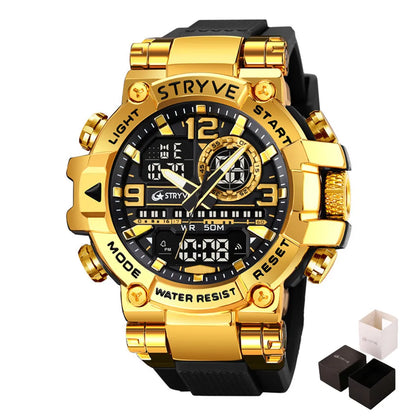 New STRYVE Watch for Men's Digital-Analog Dual Movement Luminous Calendar Waterproof Watches Fashion Men's Sports Watch 8025 goobingoo
