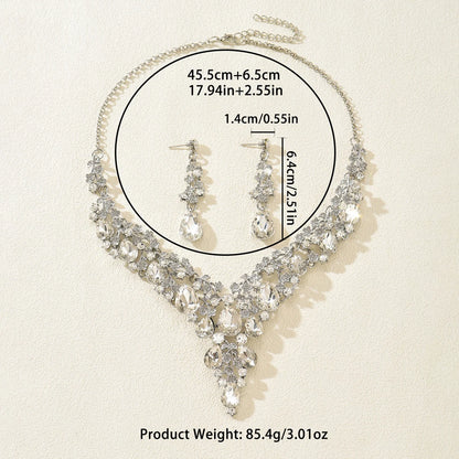 Bridal Crystal Necklace and Earring Set Diamond Look Wedding Jewelry