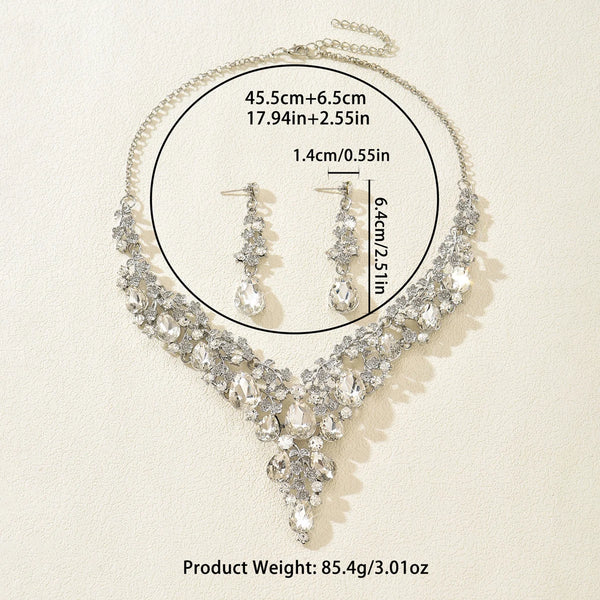 Bridal Crystal Necklace and Earring Set Diamond Look Wedding Jewelry