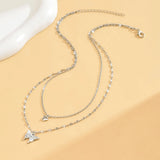 Double Layer Butterfly Necklace Sparkling Elegant Jewelry