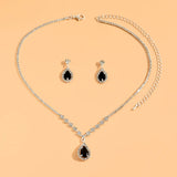 Elegant Droplet Necklace Earrings Set Wedding Party Jewelry