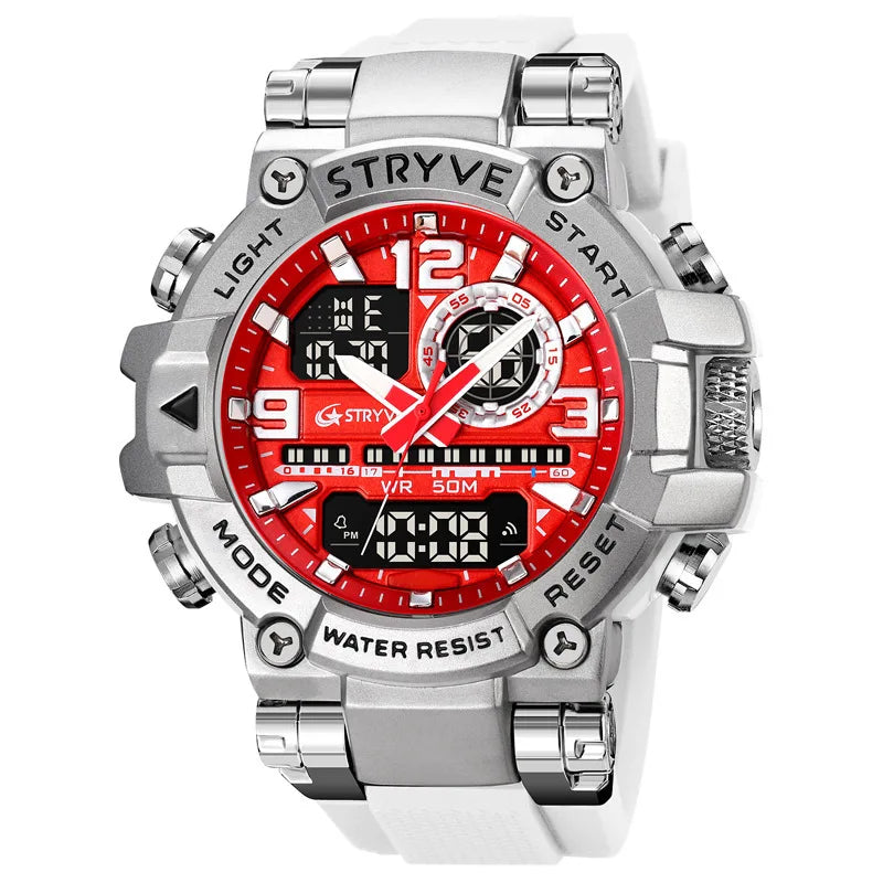 New STRYVE Watch for Men's Digital-Analog Dual Movement Luminous Calendar Waterproof Watches Fashion Men's Sports Watch 8025 goobingoo