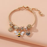 Rose Swan Charm Bracelet Love Drip Oil Cute Jewelry