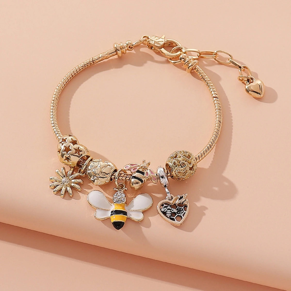 Rose Swan Charm Bracelet Love Drip Oil Cute Jewelry