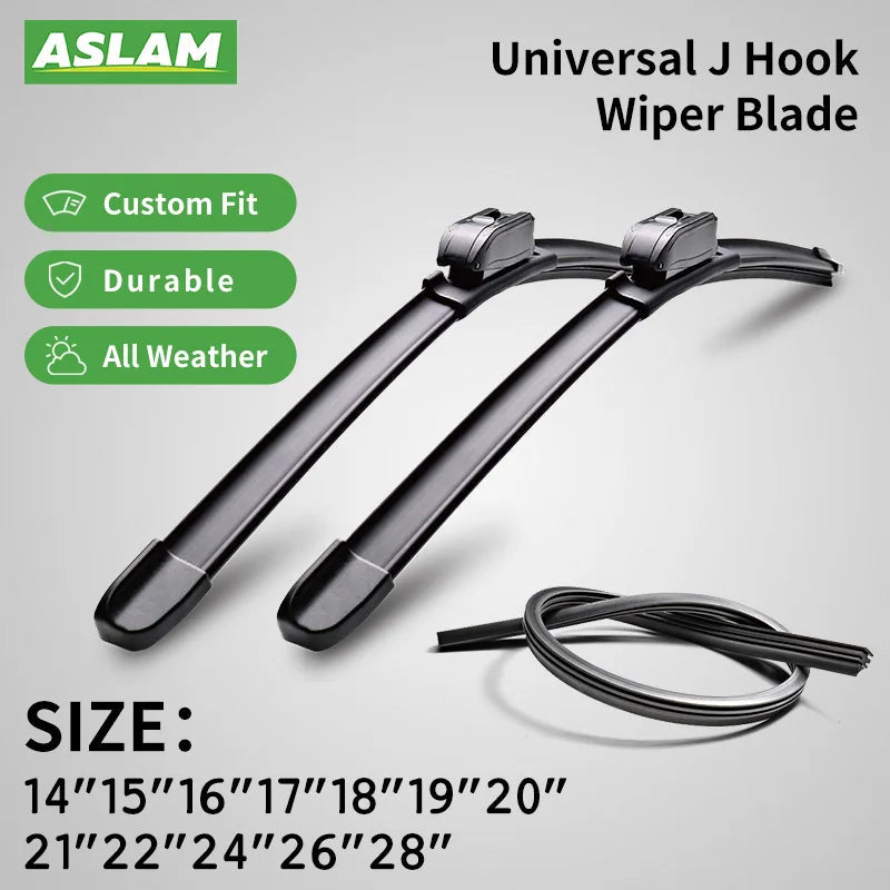 Universal Car Wiper Blades – J Hook U-Type Front Windshield (All-Season Performance)