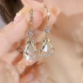 Cat Eye Stone Teardrop Earrings Elegant Niche Jewelry
