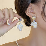 Gold Petal Tassel Earrings Fairy Shell Elegant Drop Jewelry