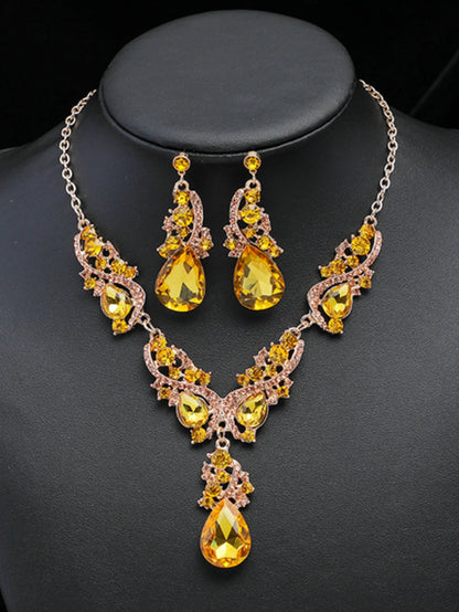 Elegant Alloy Necklace and Earring Set Wedding Party Jewelry