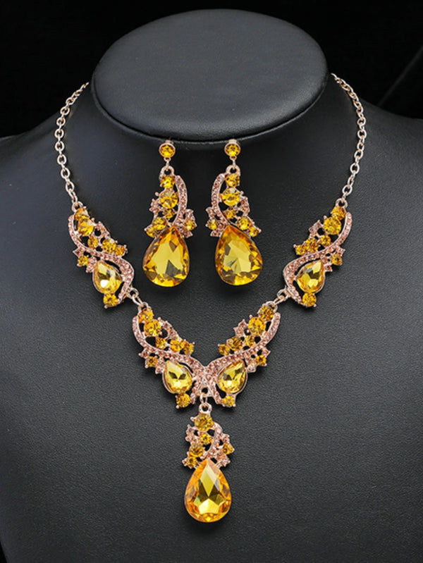 Elegant Alloy Necklace and Earring Set Wedding Party Jewelry