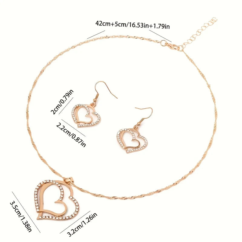 Double Heart Pendant Jewelry Set: A Symbol Of Eternal Connection goobingoo