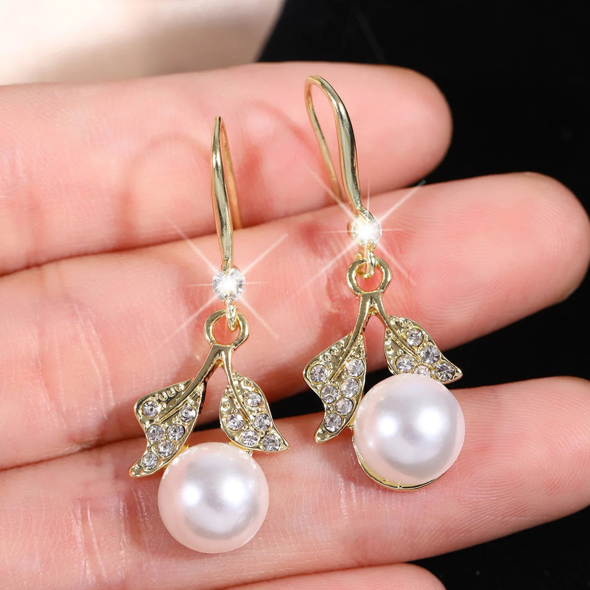Bow Pearl Stud Earrings Elegant Diamond Accent Jewelry