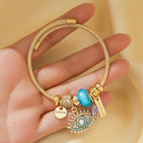Evil Eye Stainless Steel Charm Bracelet — Gold Plated Daily Wear