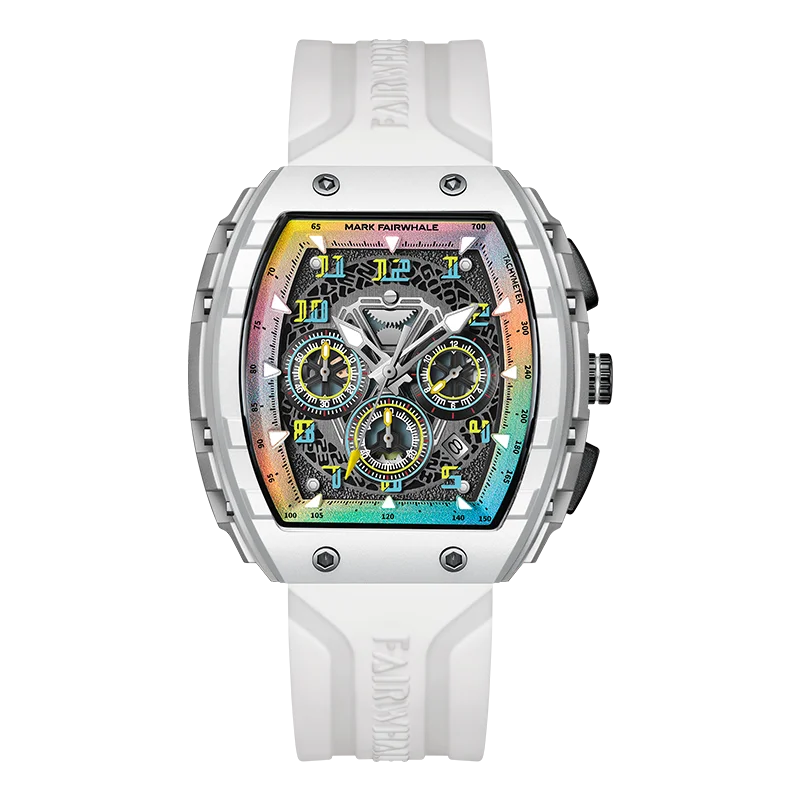 Mark Fairwhale 5001 New Trend Mens Watch Tonneau Dial Chronograph Calendar Luminous Waterproof Quartz Watch for Men Reloj Hombre goobingoo