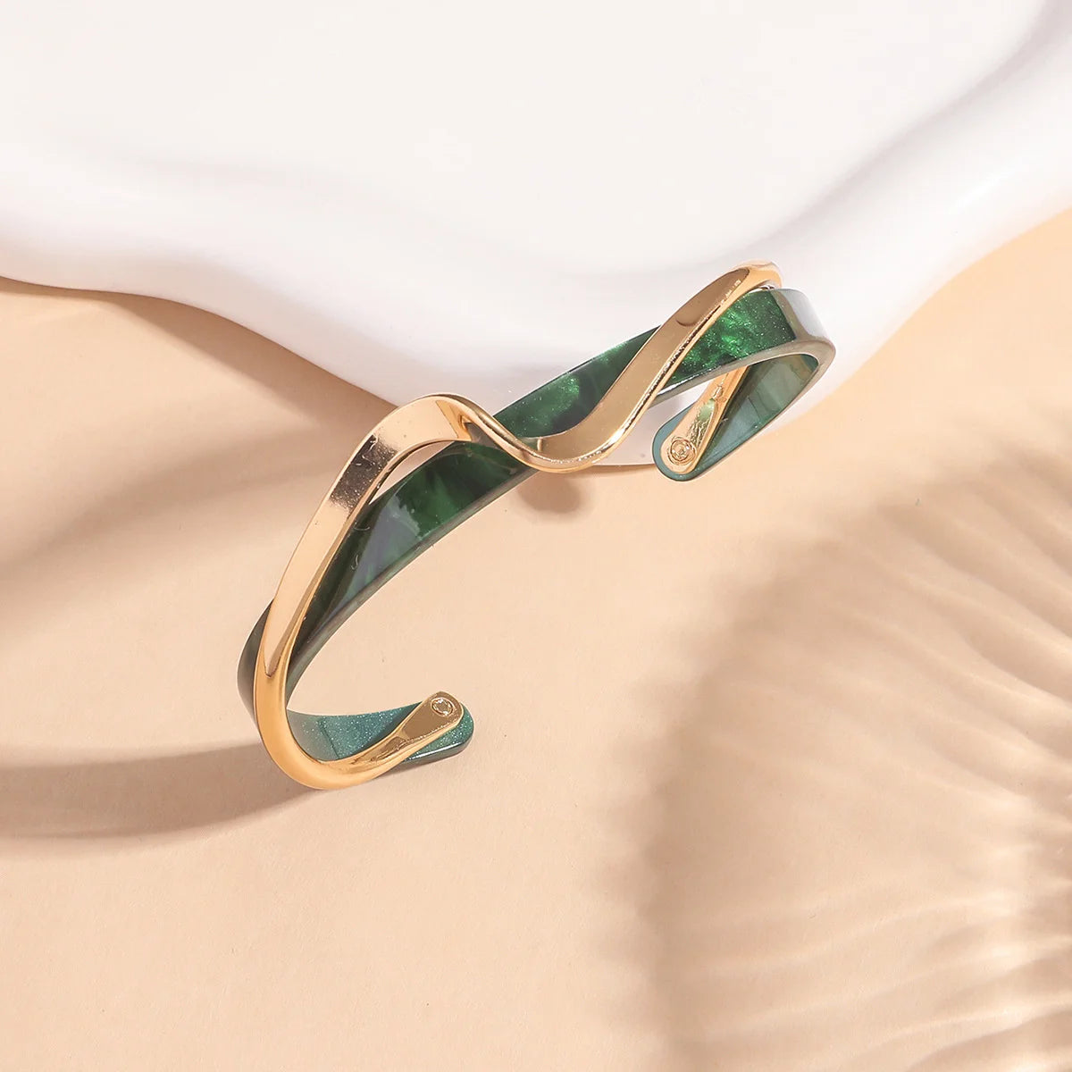 Emerald Resin Bangle Bracelet — Elegant Daily Statement