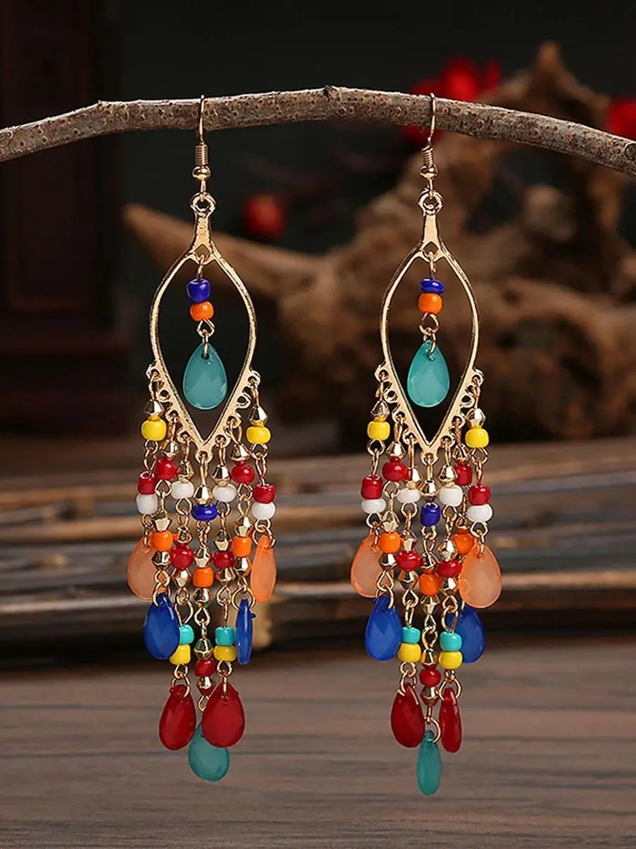 Bohemian Tassel Bead Earrings — Vintage Vacation Drop Earrings