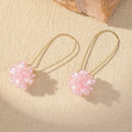 Pearl Petal Ball Earrings Trendy Floral Statement Jewelry pink