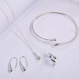 Elegant Water Drop Jewelry Set Necklace Earrings Bracelet Ring