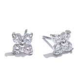 Cubic Zirconia Flower Stud Earrings 316L Stainless Steel