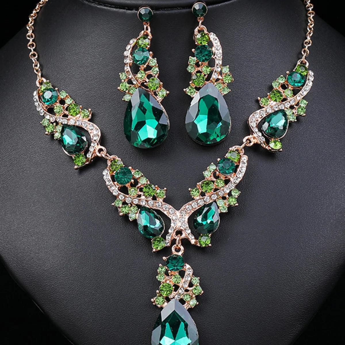 Elegant Alloy Necklace and Earring Set Wedding Party Jewelry
