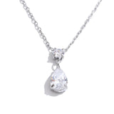 Cubic Zirconia Water Drop Pendant Necklace Stainless Steel