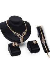 Luxury Metal Jewelry Set Necklace Earrings Bracelet Ring