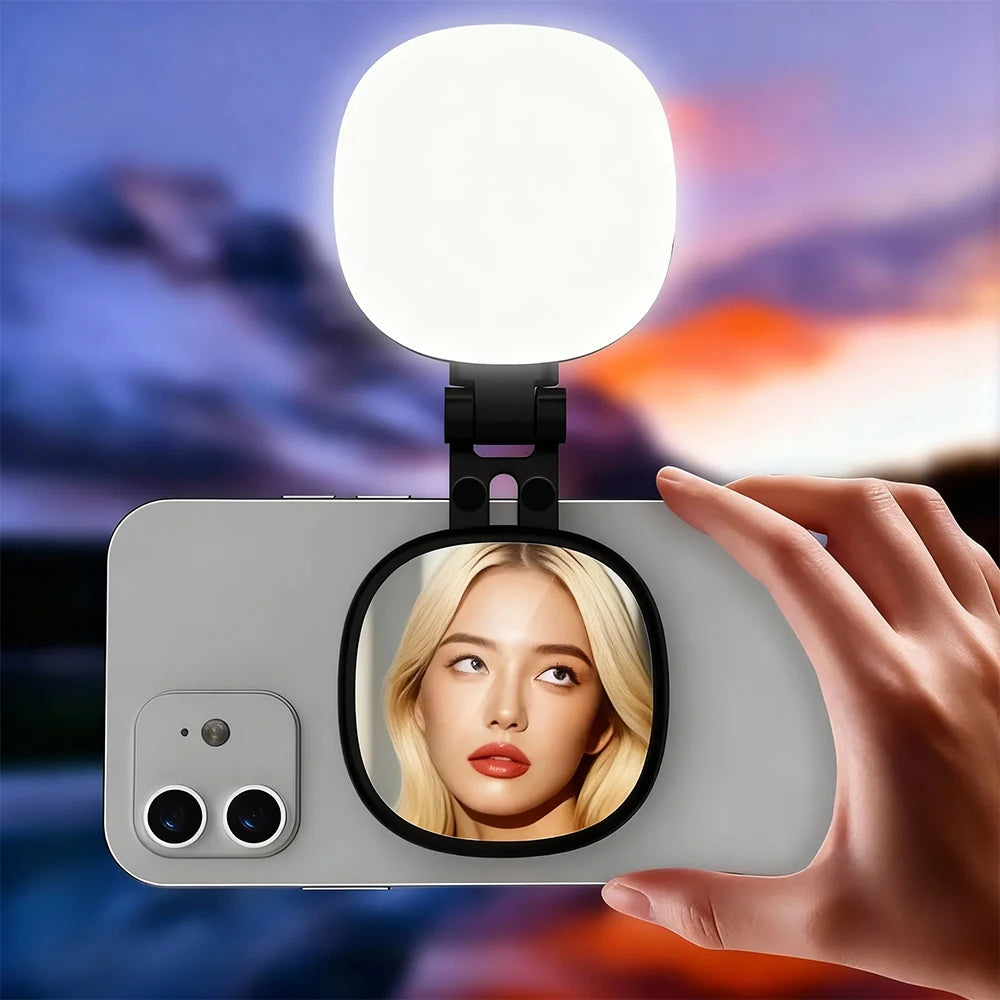 Magnetic Selfie Mirror Fill Light with 3 Color LED Modes