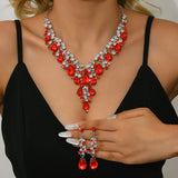 Bridal Crystal Necklace and Earring Set Diamond Look Wedding Jewelry