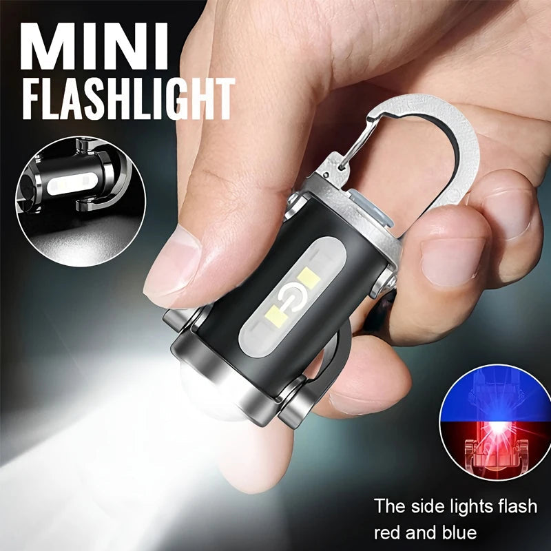 Mini COB LED Keychain Flashlight — USB Rechargeable, Waterproof EDC Light