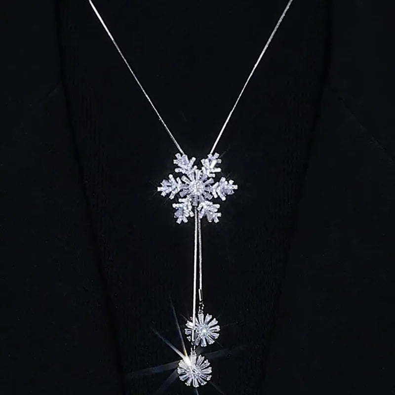 Black Rose Pendant Necklace Gothic Long Statement Chain
