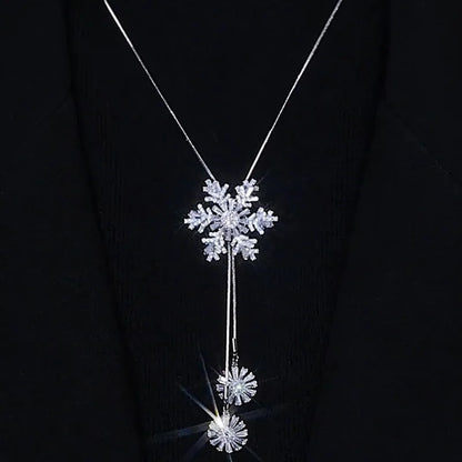 Black Rose Pendant Necklace Gothic Long Statement Chain