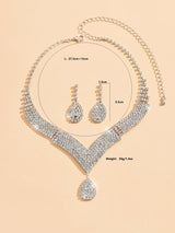 Rhinestone Teardrop Jewelry Set Necklace Earrings Wedding Bridal