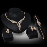 Luxury Metal Jewelry Set Necklace Earrings Bracelet Ring