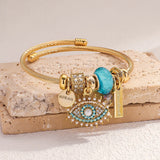 Evil Eye Stainless Steel Charm Bracelet — Gold Plated Daily Wear