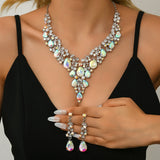 Bridal Crystal Necklace and Earring Set Diamond Look Wedding Jewelry