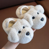 goobingoo Cute Cartoon Dog Winter Slippers - Soft Sole Warm Indoor Furry Shoes