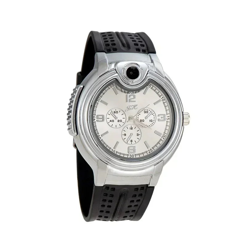 goobingoo, watch lighter, usb lighter, rechargeable lighter, quartz watch, flameless lighter, men multi tool watch, creative novelty gift, cigarette lighter watch, tactical style watch goobingoo