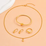 Elegant Water Drop Jewelry Set Necklace Earrings Bracelet Ring