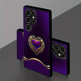 Matte Black Heart-Shaped Tempered Glass Case – Compatible with Samsung Galaxy S24 Series & Previous Models