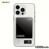 BiLOLLY Magnetic Power Bank 10000mAh / 5000mAh – Ultra-Thin 22.5W Fast Wireless Charger with LED Display