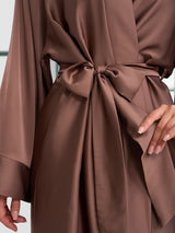 Women’s Satin Robe – Ice Fiber Semi-Sheer Bathrobe with Tie Closure, Elegant Lounge & Spa Morning Gown for Home Wear