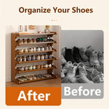 Bamboo Shoe Rack Organizer 3 5 6 Tier Wooden Shoe Storage Shelf for Entryway Front Door Closet Holds 6 15 24 Pairs Space Saving