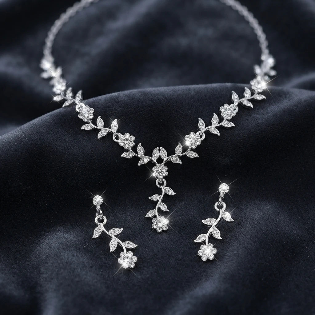 Elegant Women’s Choker Necklace & Earrings Set for Wedding & Prom goobingoo