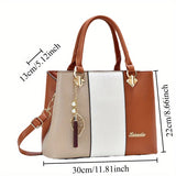 Women’s Colorblock Handbag – Large-Capacity Tote & Shoulder Crossbody Bag, Stylish Commuter & Mom Bag