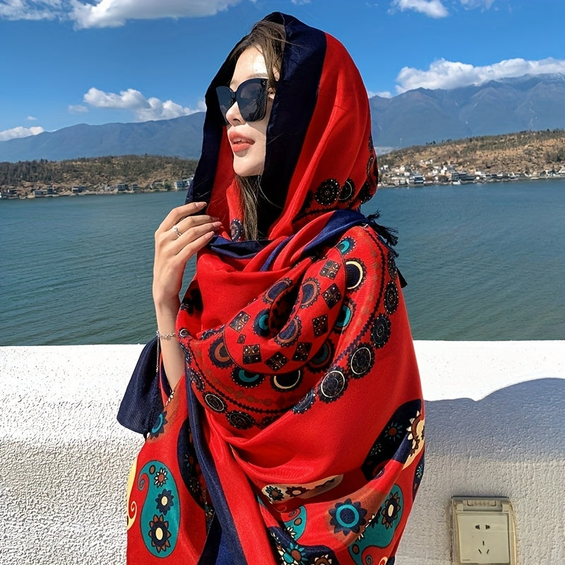 Ultra-Thin Women’s Floral Scarf – Breathable Lightweight Spring & Summer Shawl, Versatile Travel, Beach & Sunscreen Wrap, Perfect Gift