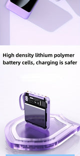 Premium 10000mAh Mini Portable Power Bank – 4-in-1 Built-In Cable, 22.5W Super Fast Charging