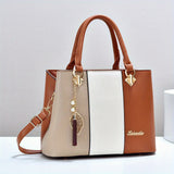 Women’s Colorblock Handbag – Large-Capacity Tote & Shoulder Crossbody Bag, Stylish Commuter & Mom Bag