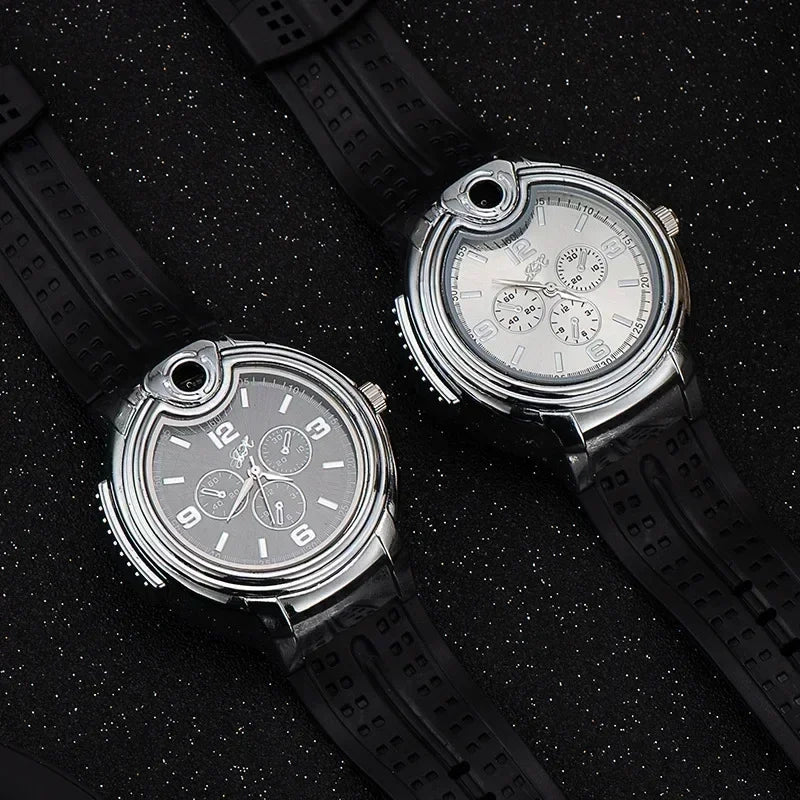 goobingoo, watch lighter, usb lighter, rechargeable lighter, quartz watch, flameless lighter, men multi tool watch, creative novelty gift, cigarette lighter watch, tactical style watch goobingoo