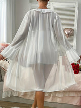 Women’s Elegant Lace Nightgown – Sexy Halter Neck Dress with Mesh Robe, Soft Lace Sleepwear for Home & Intimate Wear