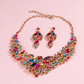 Luxury Colorful Crystal Bridal Headpiece & Jewelry Set – Crown, Necklace & Earrings for Weddings, Parties & Special Occasions goobingoo